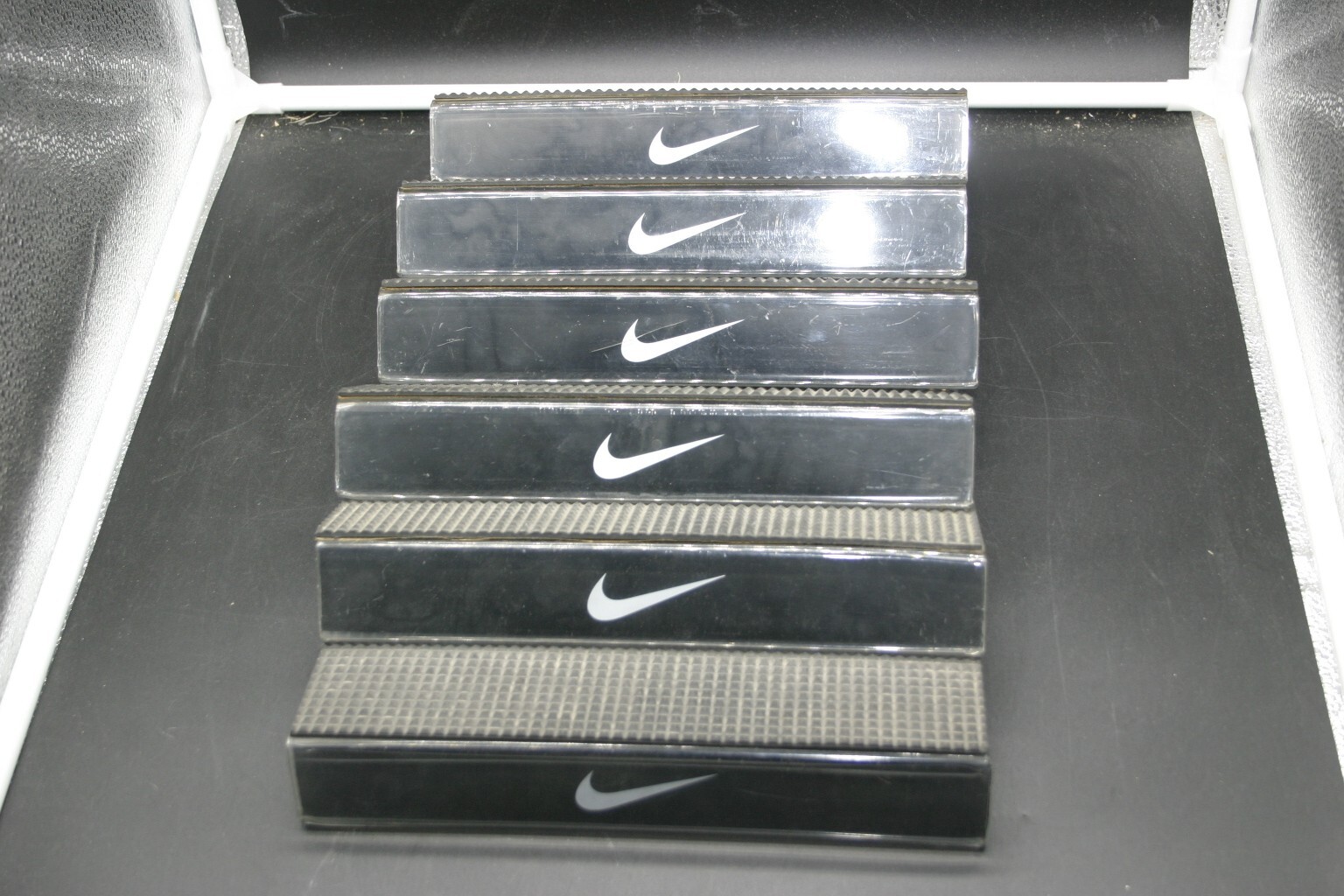 Nike Vintage 80s Clear & Black Slat Wall Display Shoe Shelves (Lot Of 6 Shelf)#2