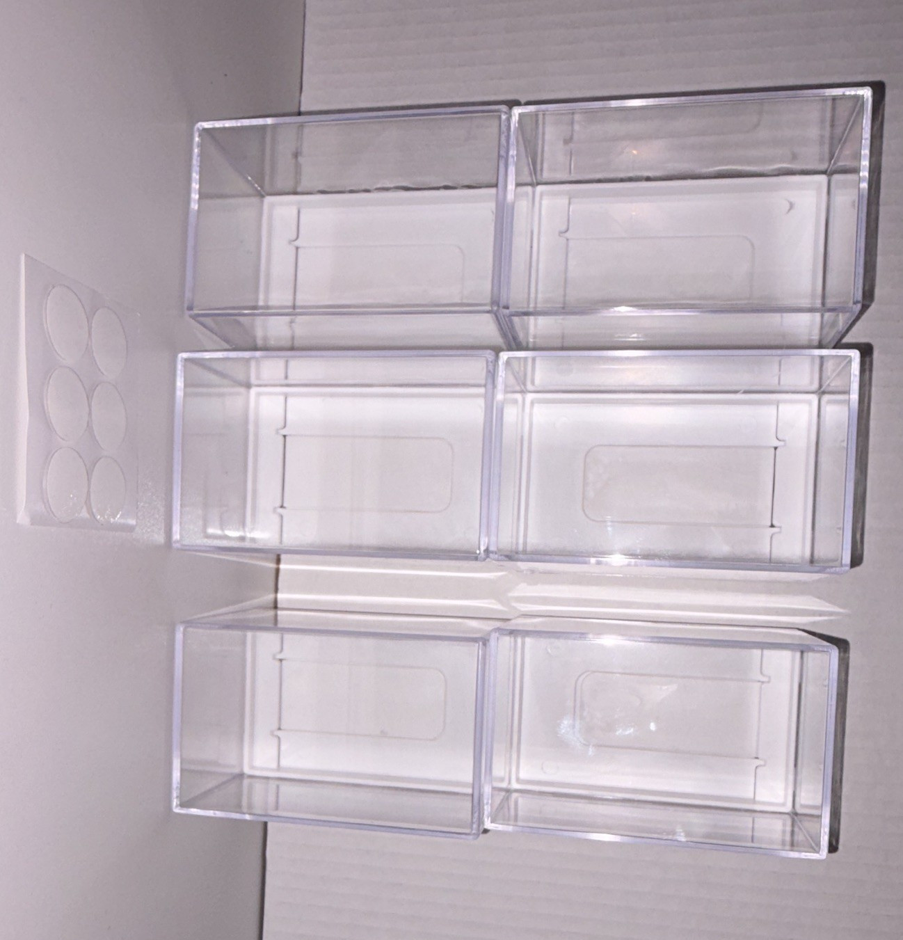 6 Clear Plastic Wall Displays w/ 6 Sticky Tabs