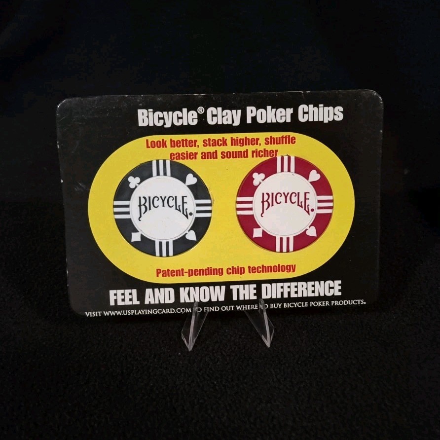 Vintage Bicycle Clay Poker Chips Dealer Advertising Counter Display Sign