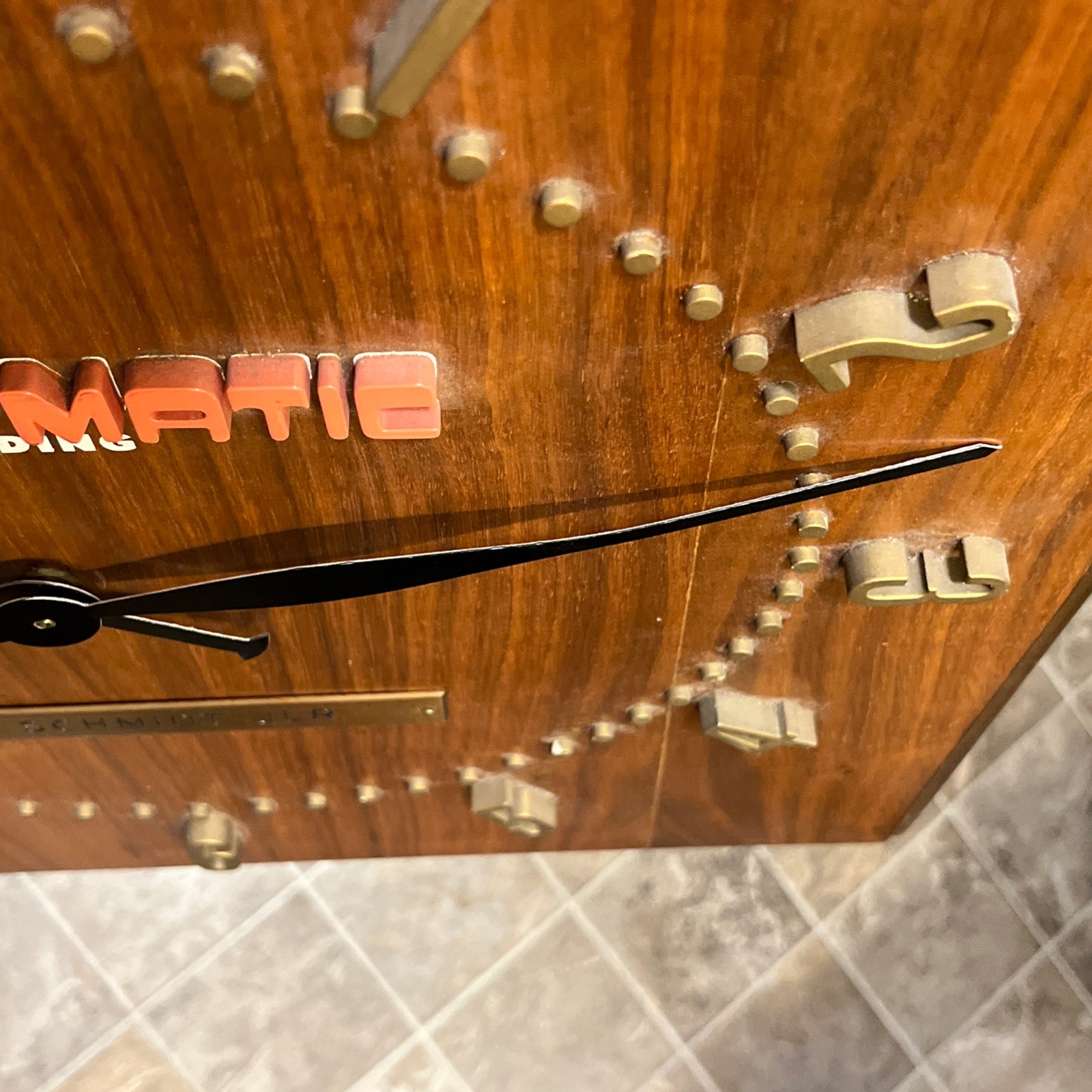 Rare Eterna Matic Mid century Wood/Brass Store Display Wall Clock