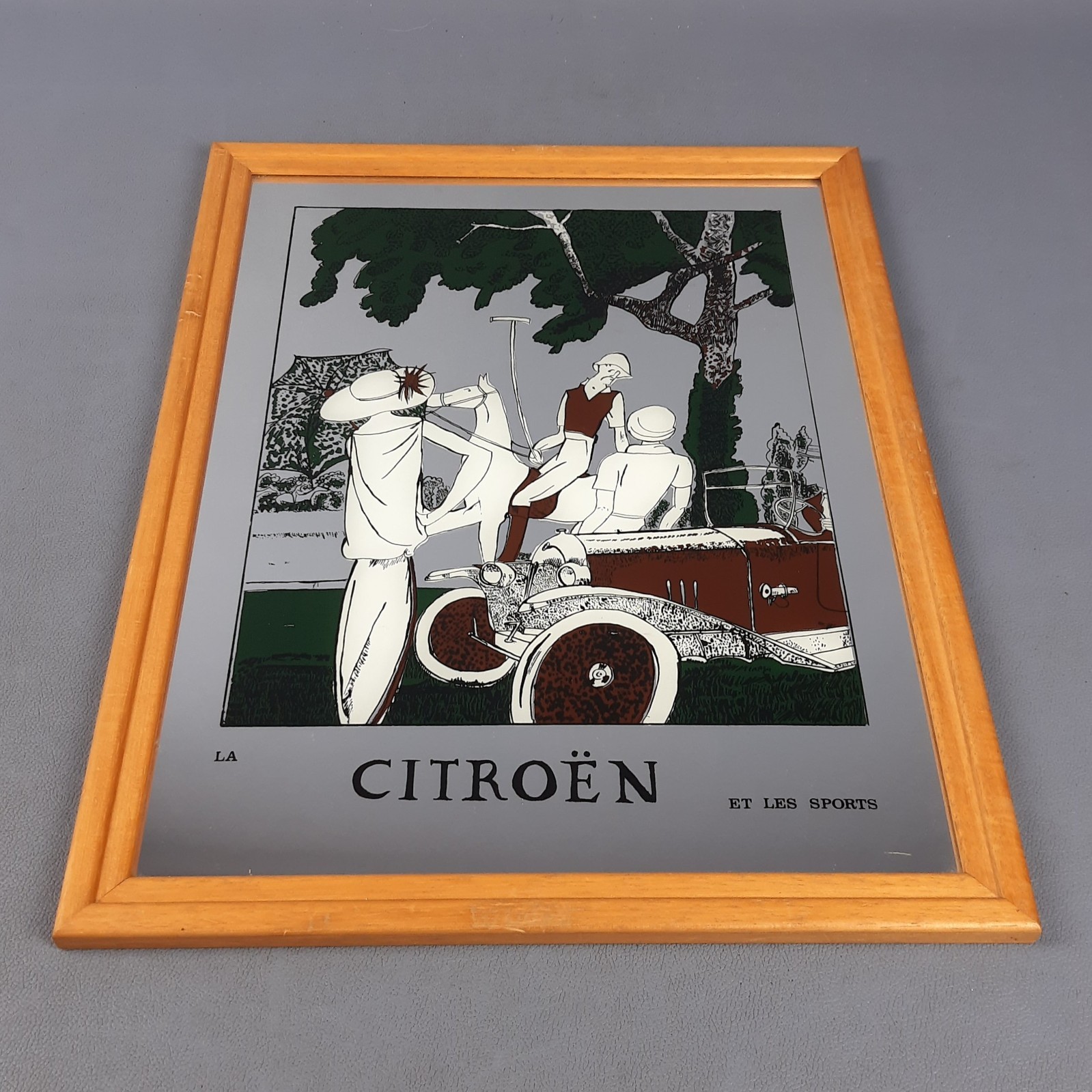 Advertising mirror La Citroen Et Les Sports wooden frame late 20th century