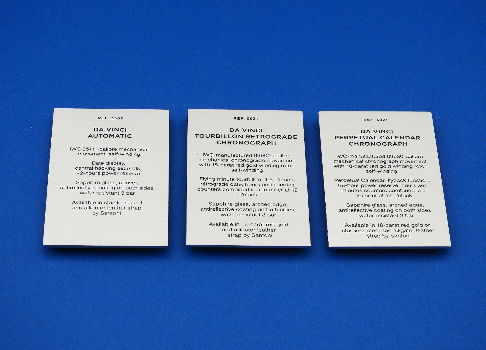 ORIGINAL IWC “DA VINCI” DEALER’S ALUMINUM DISPLAY SIGNS BRAND NEW 3X