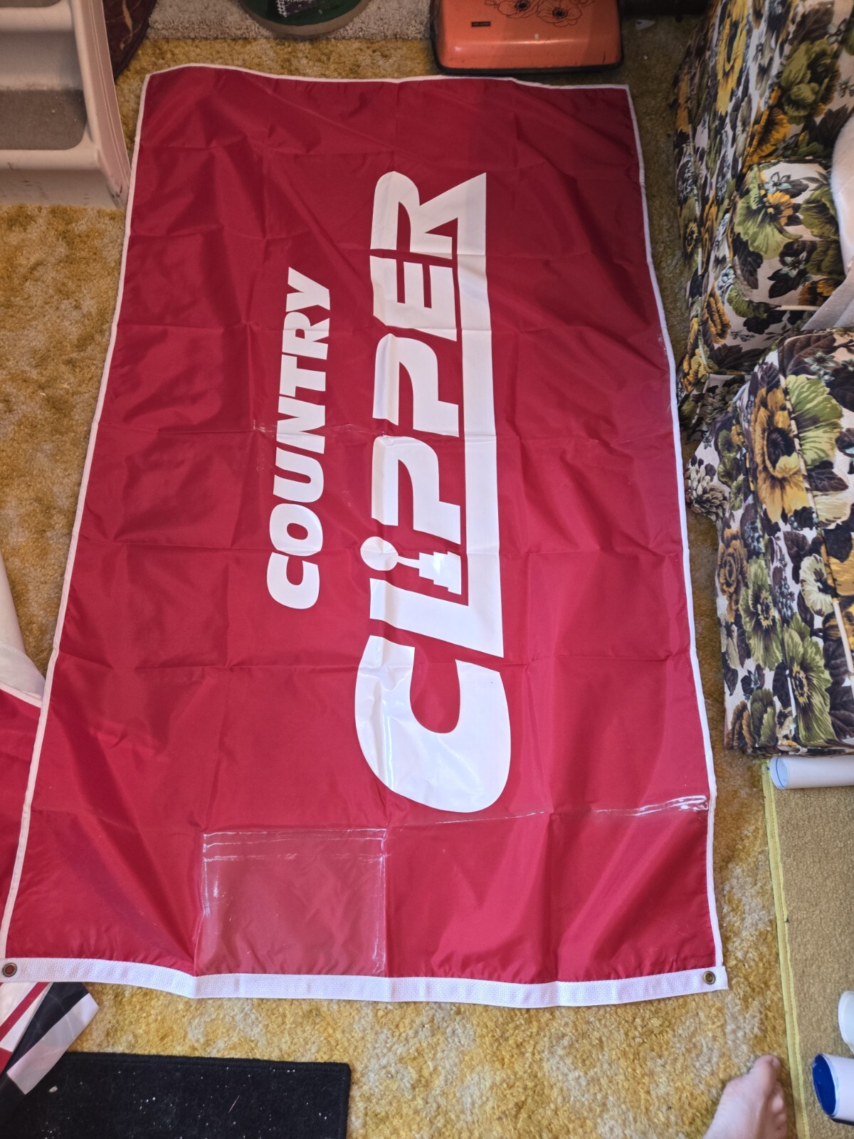 Store Display Advertising Banner Flag Country Clipper Lawn Mowers 58x35in