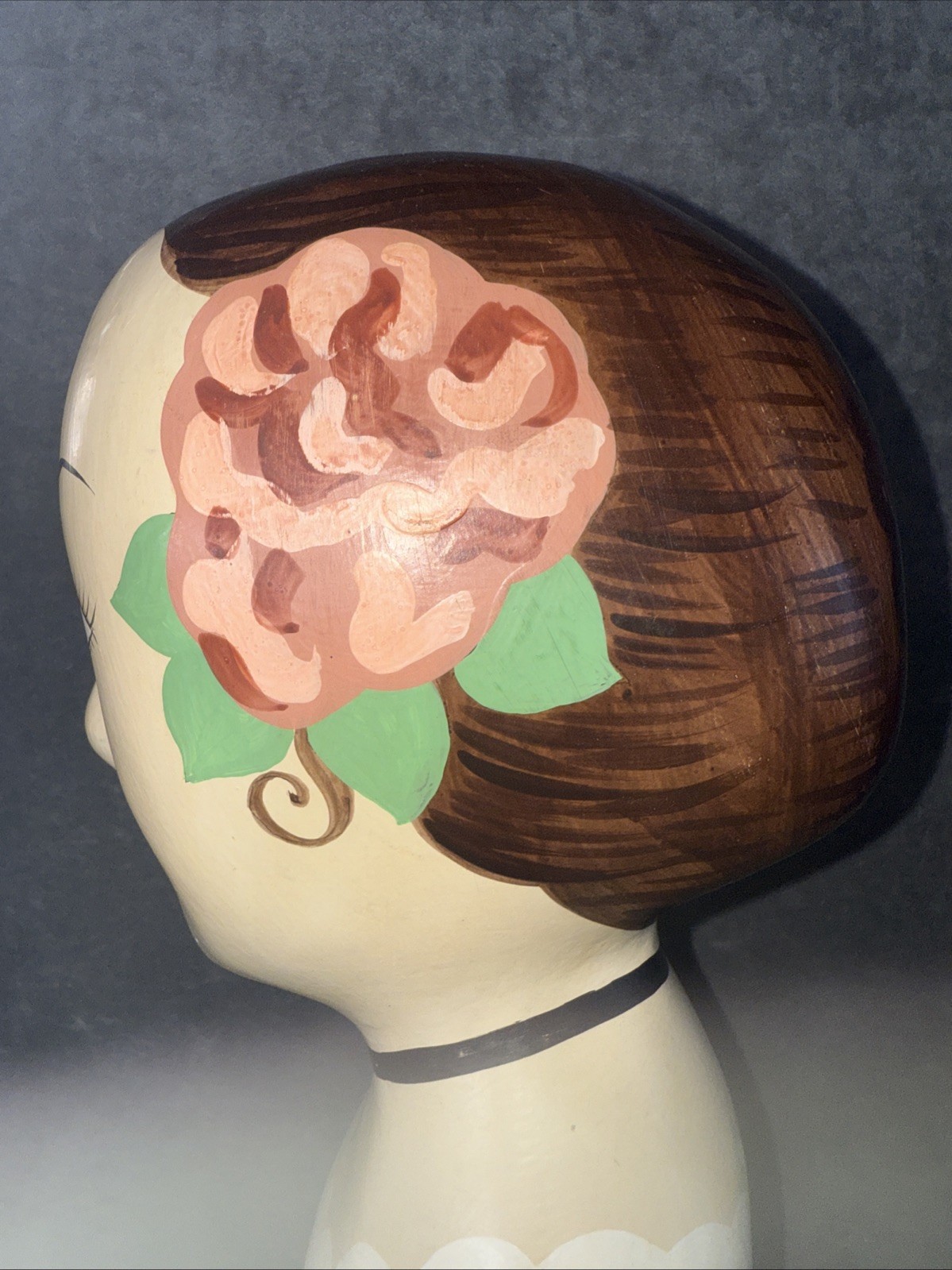 Vintage Hand Painted Millinery Plaster Head- Mme “Fleurs” Made In Philippines