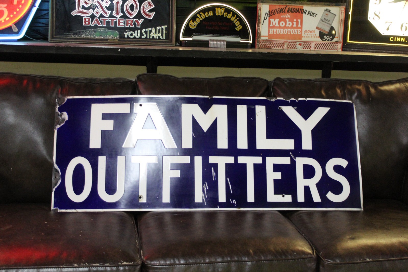 SCARCE CIRCA 1900 FAMILY OUTFITTERS PORCELAIN METAL SIGN FEDERAL ELECTRIC STORE