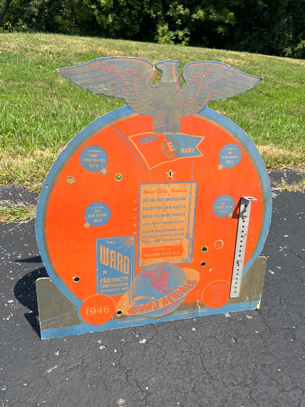Vintage 1946 WWII Ward Aerials Antenna Homefront Advertising Sign Store Display