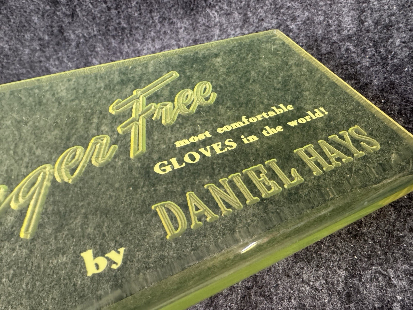 DANIEL HAYS Finger Free Driving Gloves Vintage Counter Display Store Sign POS