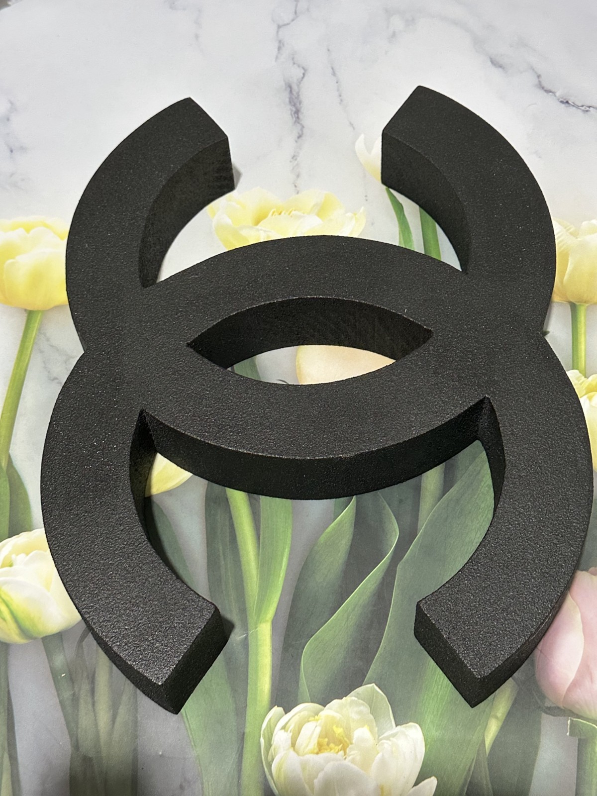 Chanel Logo Black Store Display CoCo Mark Logo New Wooden