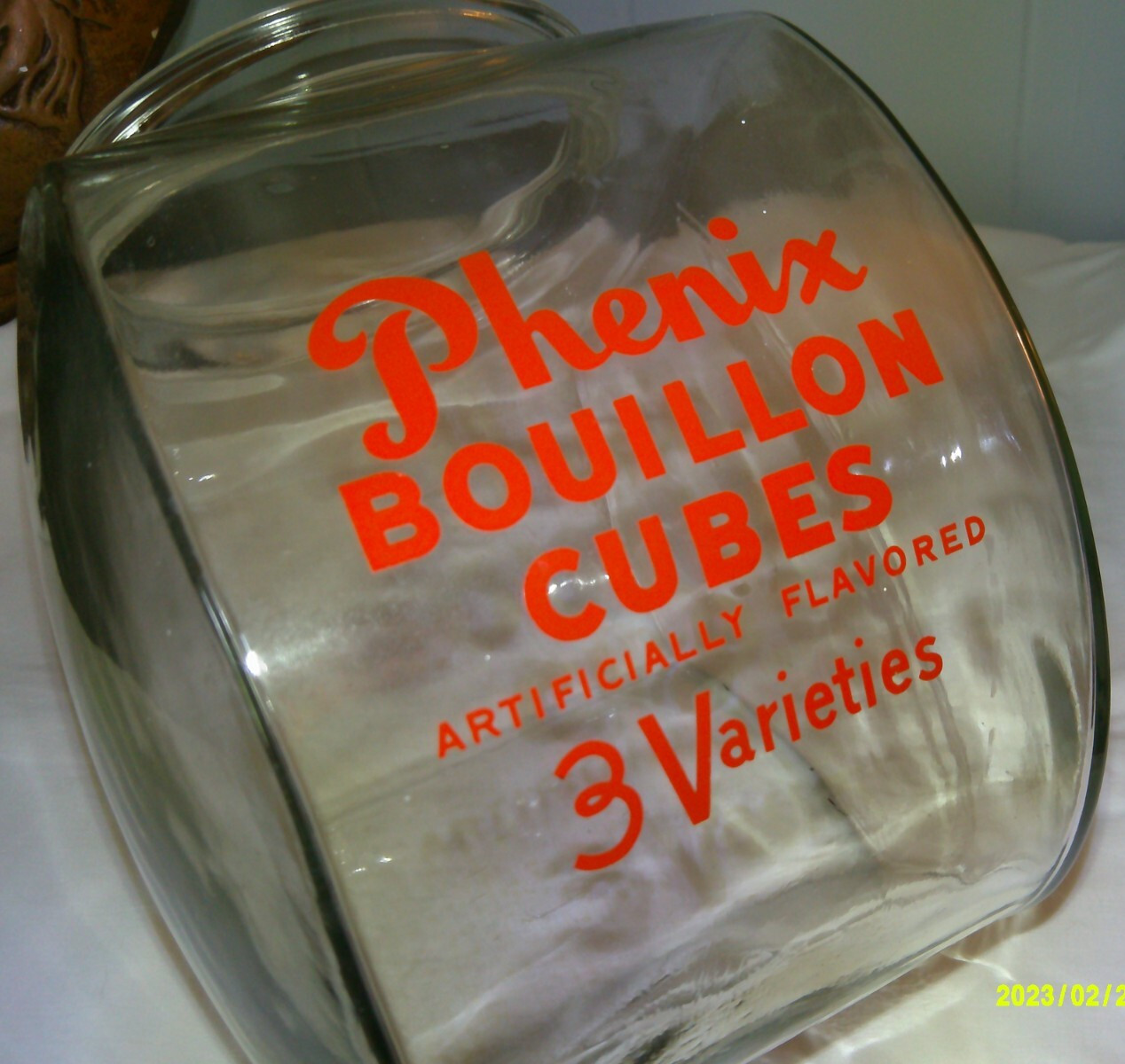 Vintage Phenix Bouillon Cubes Advertising Counter Display Canister Jar