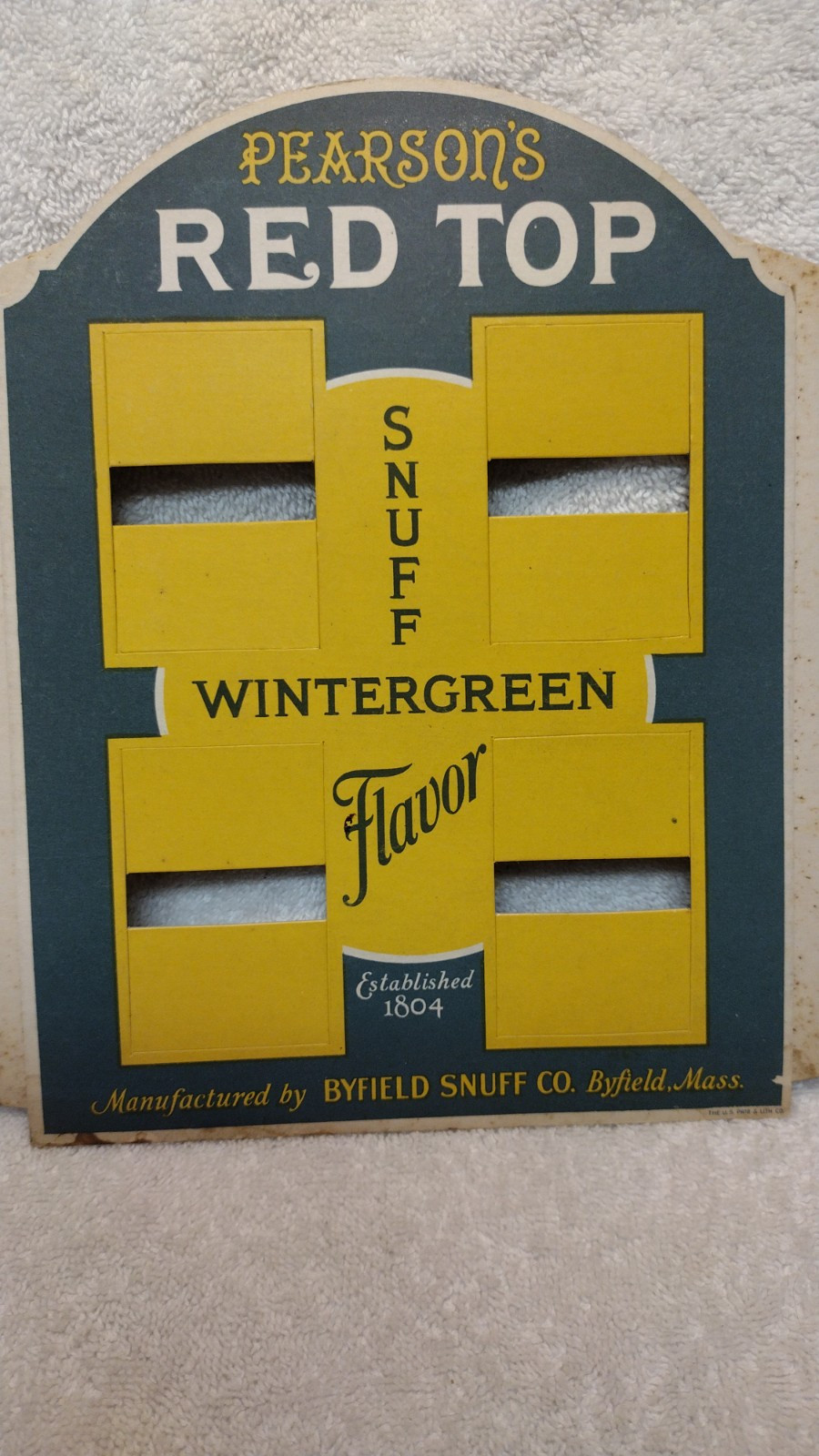 Never Used/Folded Vintage – Pearson’s Red Top WINTERGREEN SNUFF Store Display