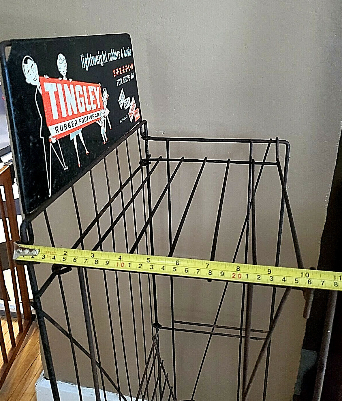 Vintage 3 Shelf Folding News Shop Advertising Stand TINGLEY RUBBER FOOTWEAR