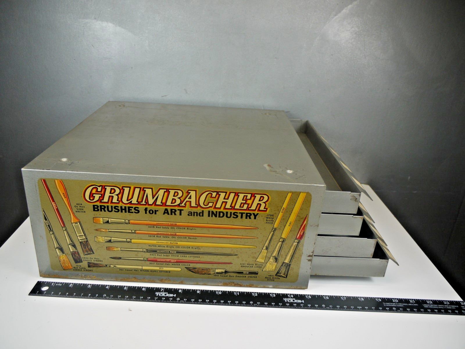 VTG Grumbacher ARTIST Paint Brush Store Display Cabinet Storage Drawers