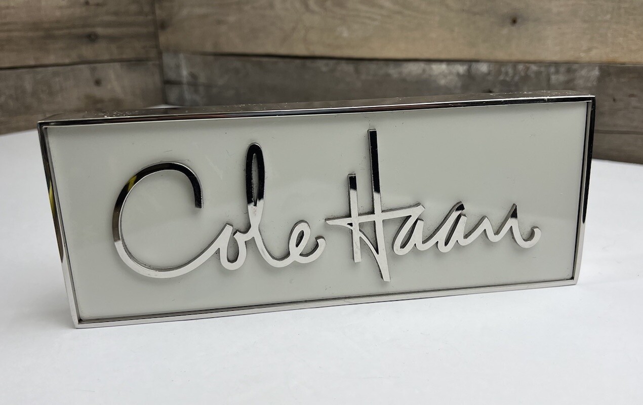 Original Cole Haan Metal & Plastic Department Store Display Sign Silver 🩶