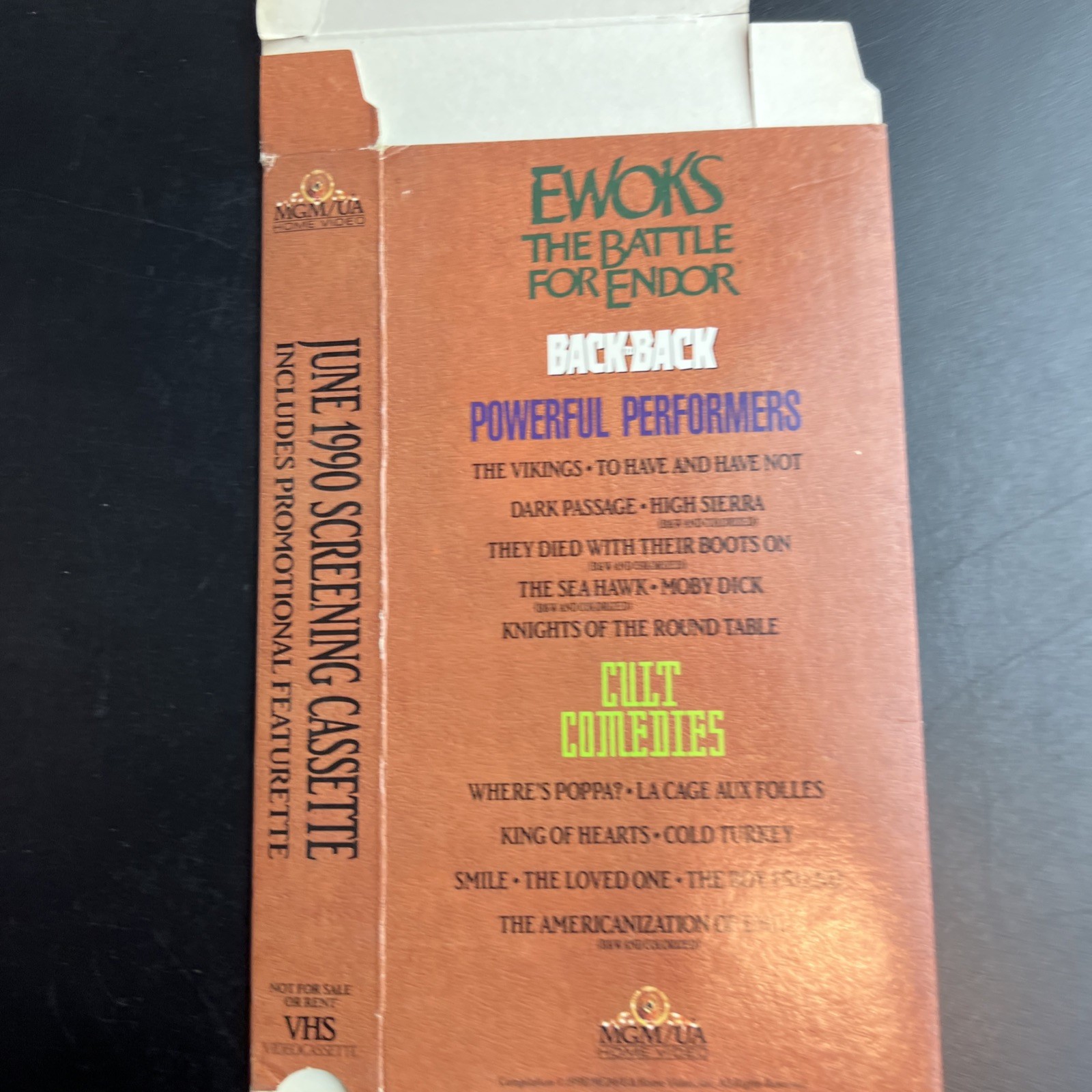 VTG Cardboard Advertisement Sleeve Rent Video Store 1985 Ewoks Battle For Endor