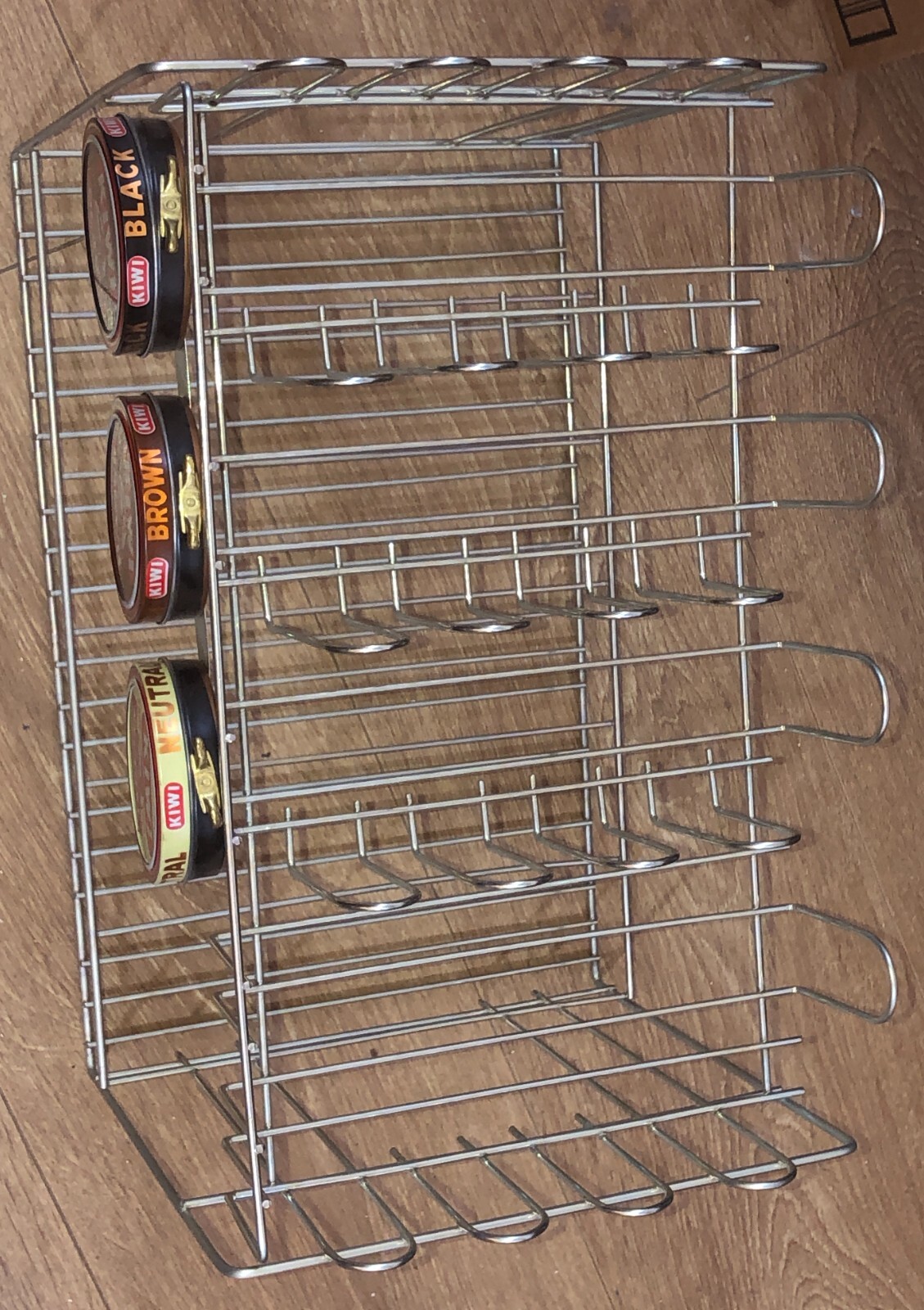 Kiwi Shoe Polish Tins Vintage Metal Store Counter-Top Stand 1940’s w Tin Old