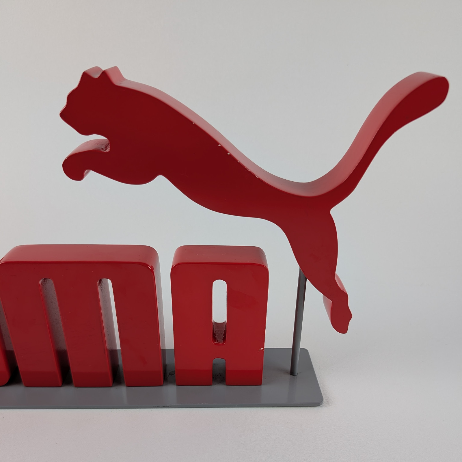 Puma Sneaker Shoe Store Advertising Red Counter Tabletop Display Stand Sign 20″
