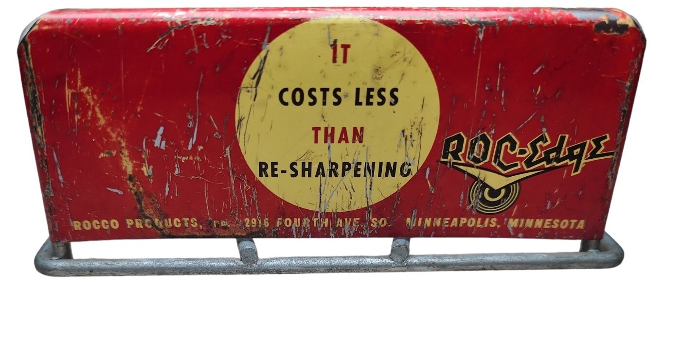 Vintage Roc-Edge Sabre Tooth Saw Blades Store Counter Advertising Display RARE