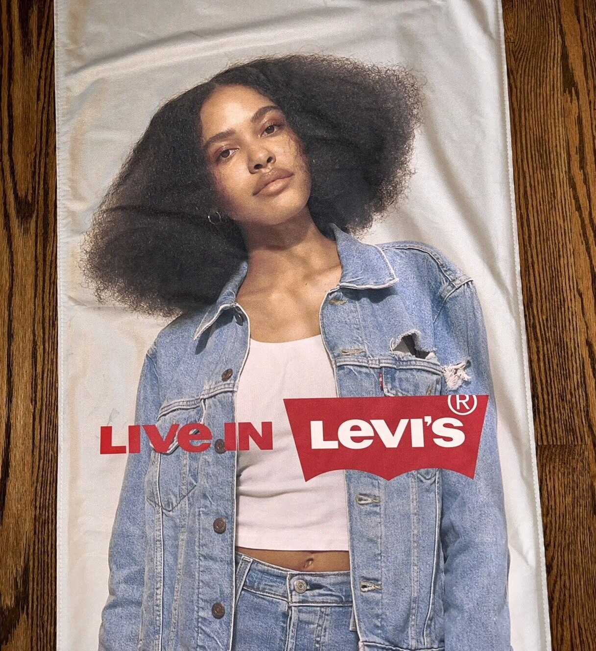 LIVE IN LEVI’S Jeans Store Promo Advertising Banner Display Sign 24×96” *LOOK!!*