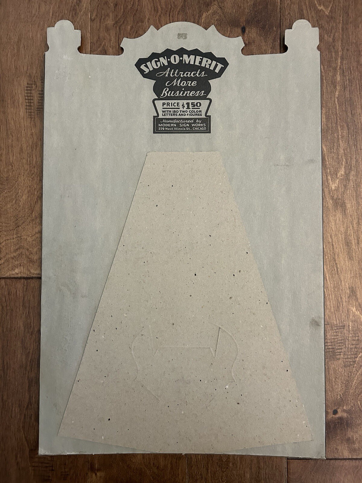 Modern Sign Works Sign-O-Merit Art Deco Stand Up Cardboard Store Display Sign
