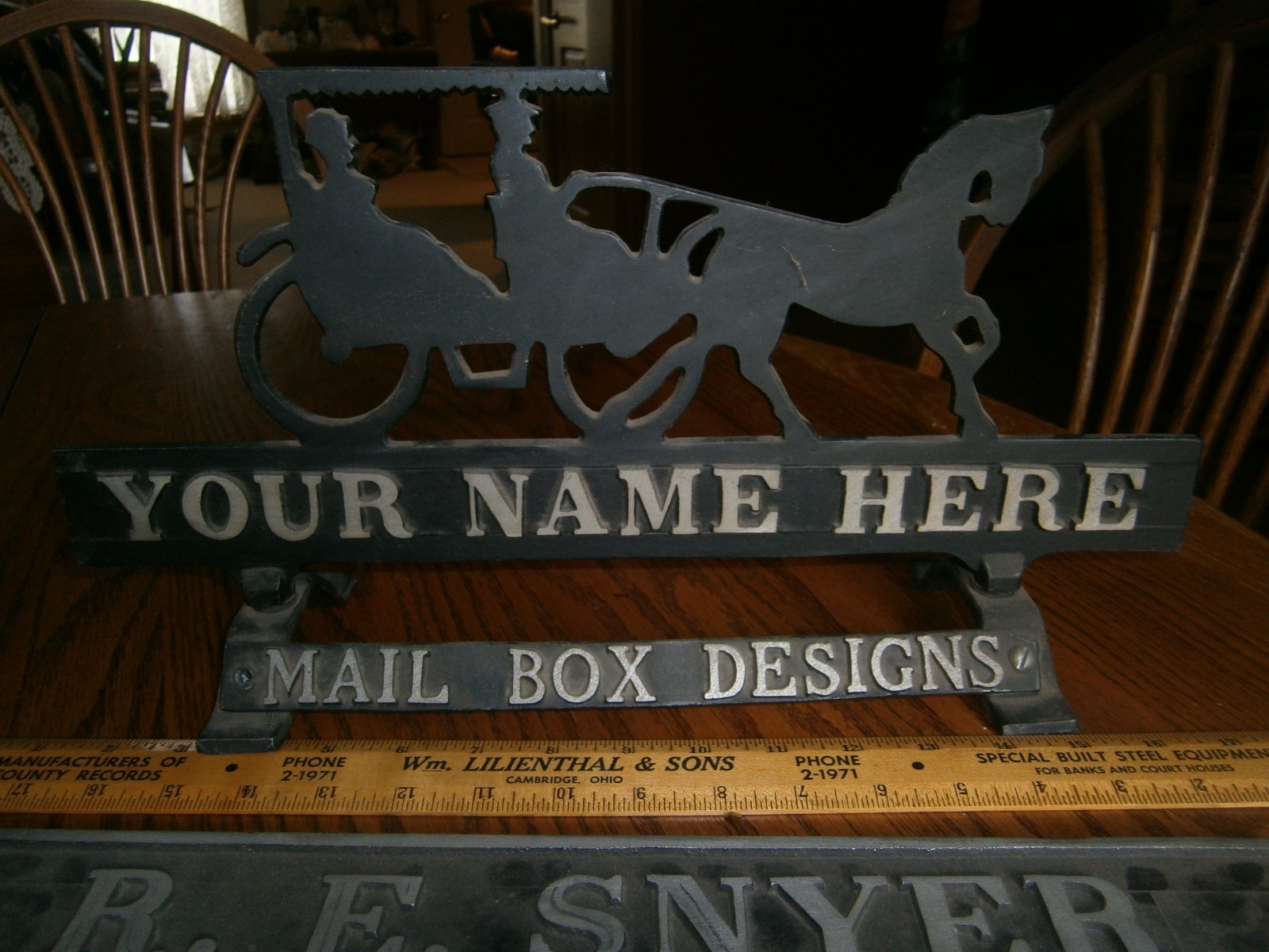 VINTAGE SILHOUETTER RURAL MAIL BOX HORSE BUGGY SALESMAN SAMPLE METAL DESIGNS
