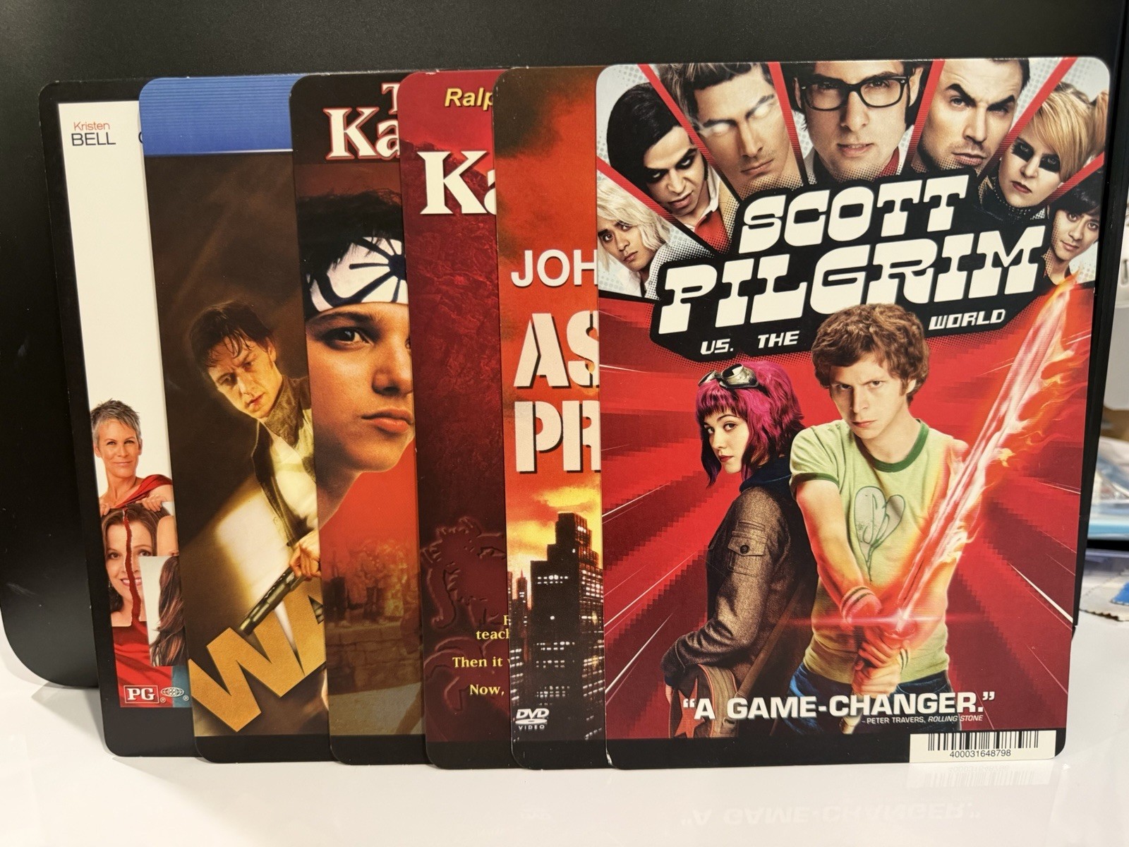 Lot of 6 Movie Backer Cards from a Video Store – Scott Pilgrim, Karate Kid, +