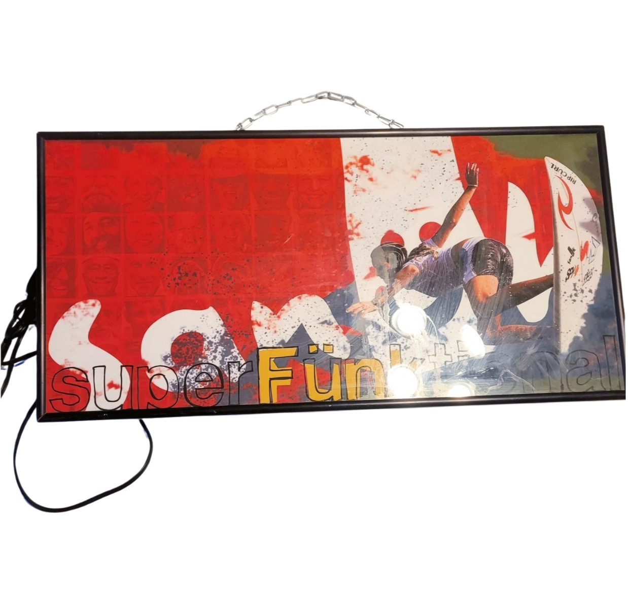 RARE LIGHTED Sanuk Store Display Sandal Flip Flop Yoga Shoes Sign Decor 30×15″