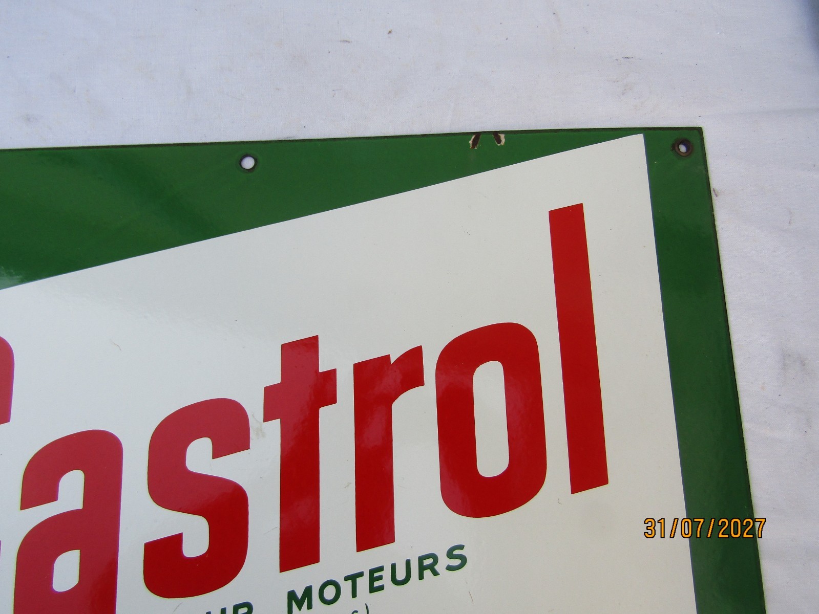 old enamel plate castrol automobile garage oil automobilia 40 by 60c