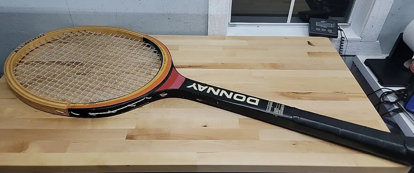 HUGE VTG Donnay Allwood Tennis Racket Trade Sign Advertising Display 54”
