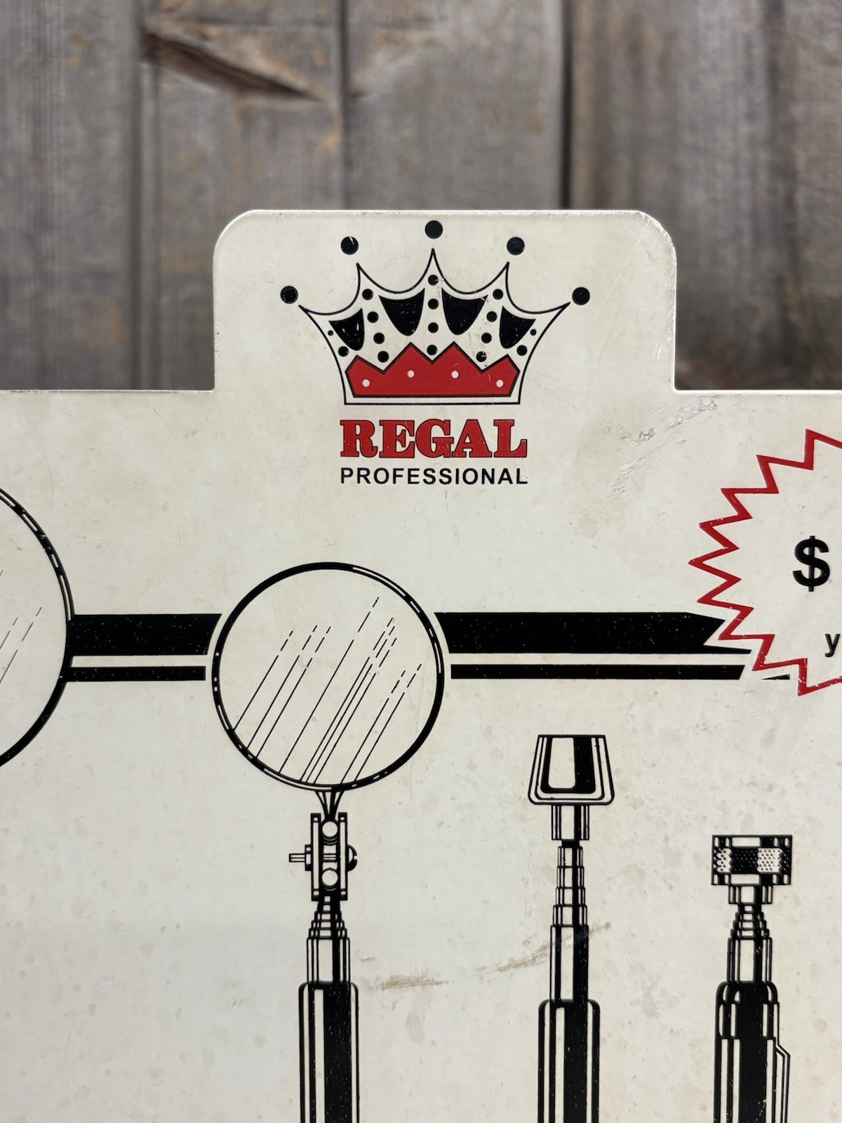 Vintage Regal Inspection Mirrors & Megnetic Tools Counter Top Display Rack Sign