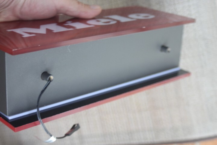 Miele lighted Advertising Sign Red Grey & White 12 3/8 X 4 3/4