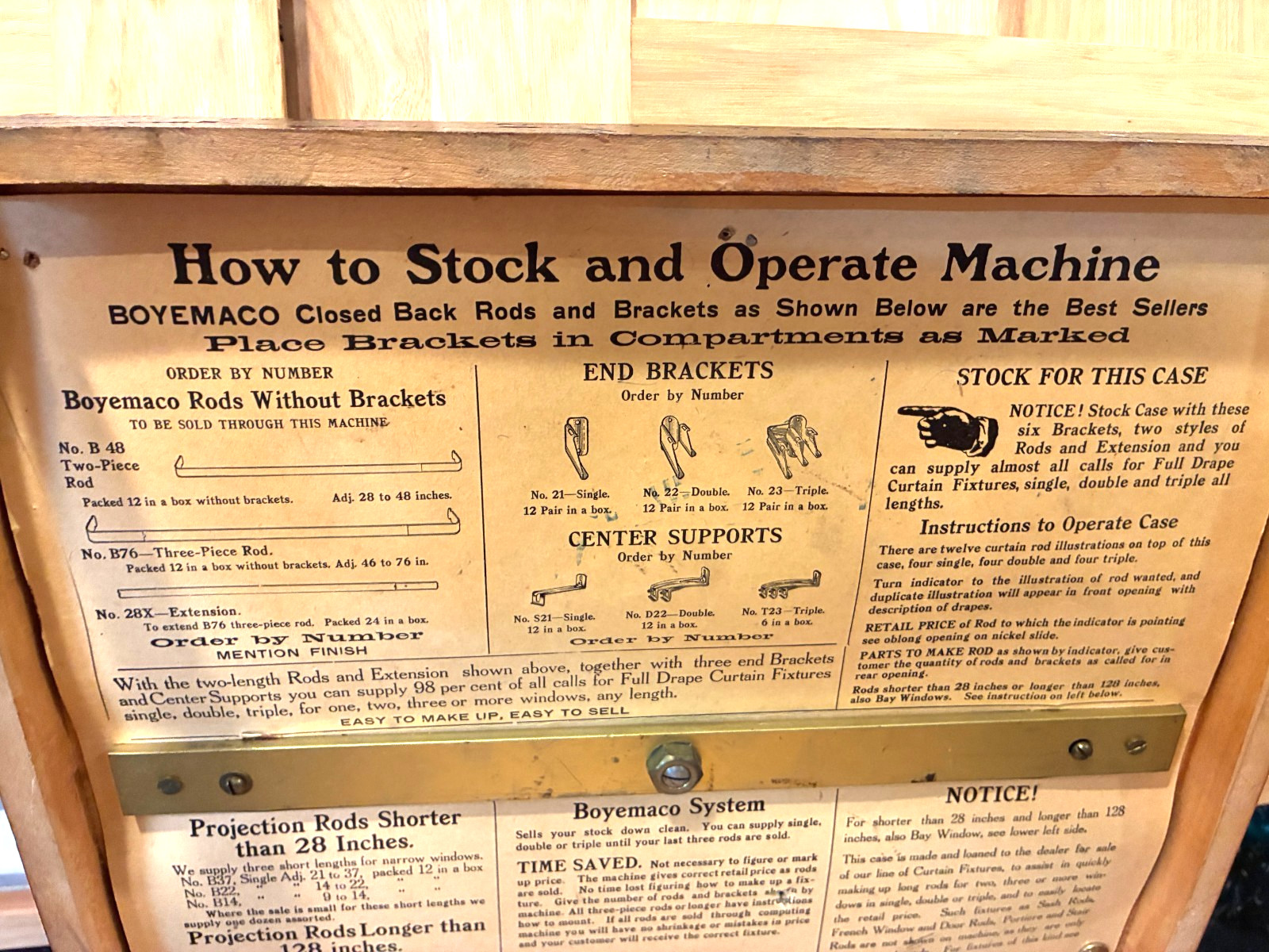 Vintage Boyemaco Curtain Fixtures Box General Store Display – Working Dial 1920s