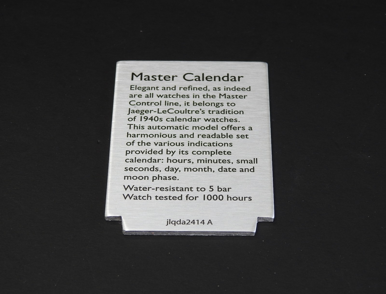 JAEGER LECOULTRE DEALER’S METAL SIGN FOR MASTER CALENDAR NEW