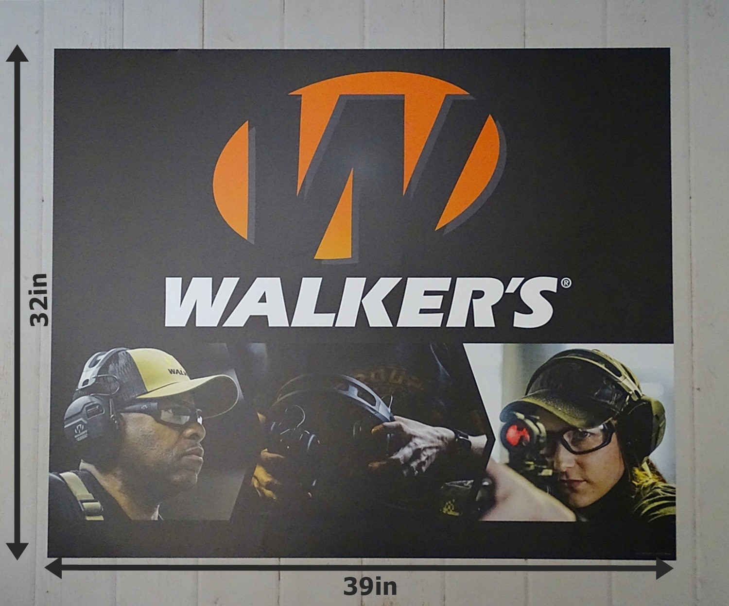 WALKER’S Ear Protection Gear Store Display Promo Poster Sign 39X32