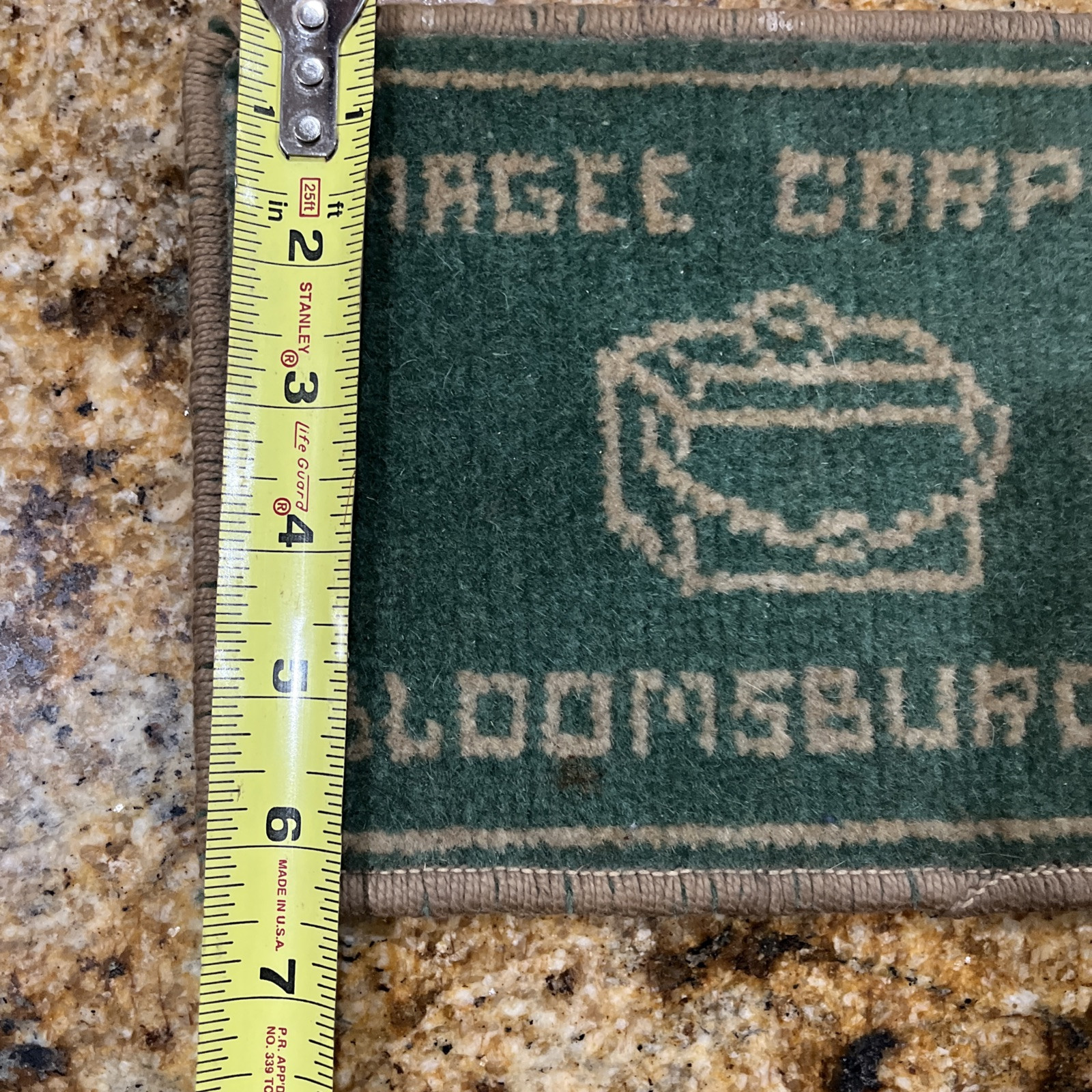 MAGEE CARPET Bloomsburg PA Salesman Sample 1950-60’s Green & White 100% Wool