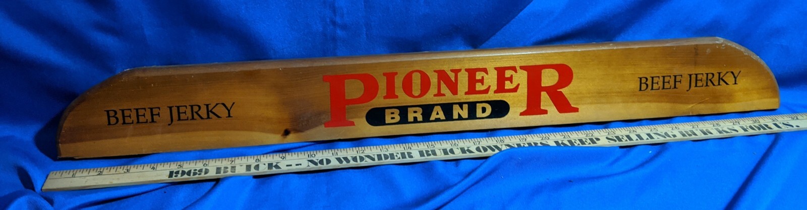 Pioneer Brand Beef Jerky Rare Advertising Sign Wood VTG Country General Store