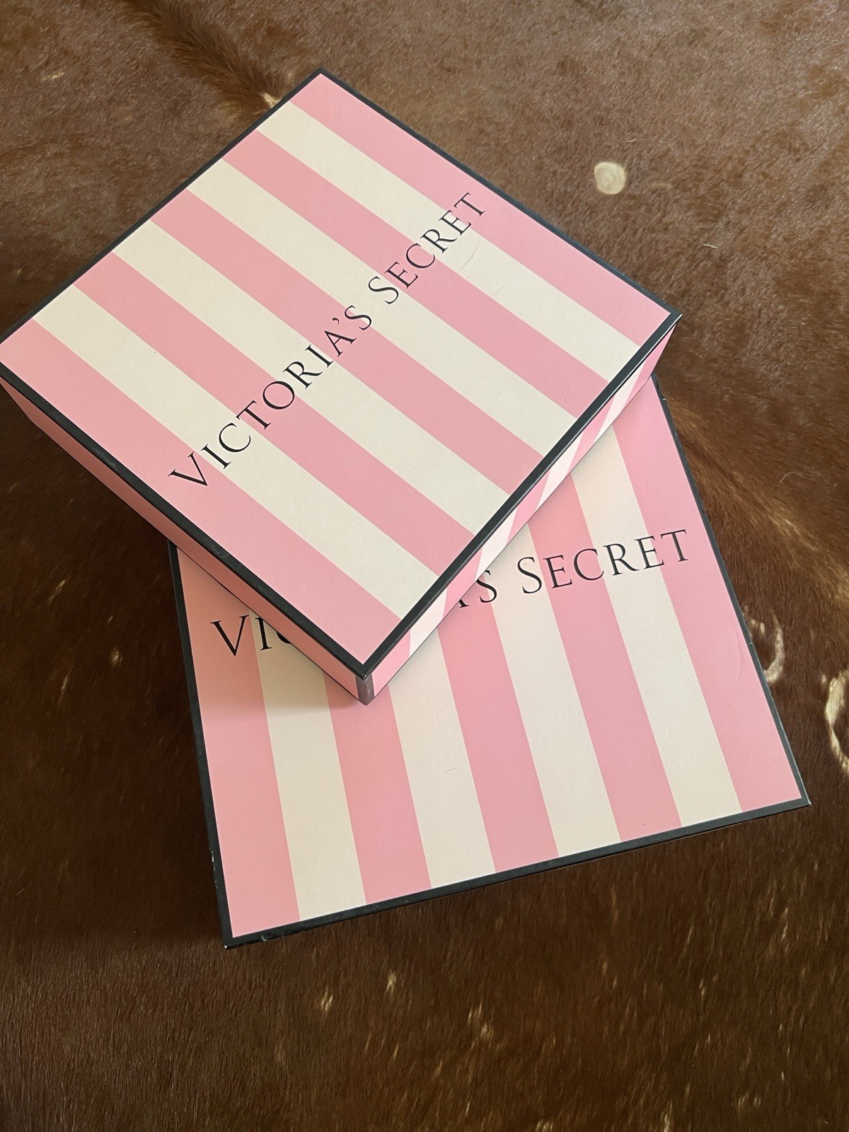 Victoria’s Secret Store Display Signature Pink Stripe Gift Box, Set of 2