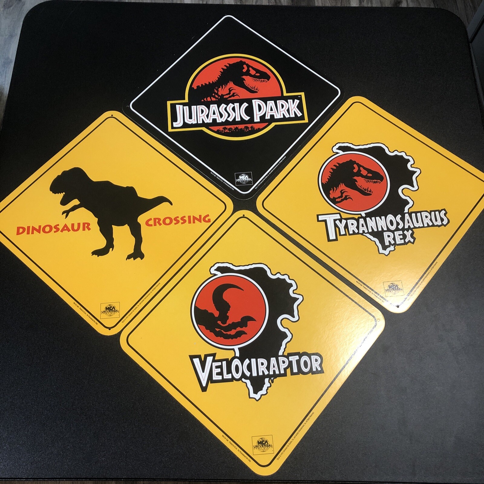 4x Vtg 1993 Jurassic Park Movie Hanging Display Signs Blockbuster Video RARE Set
