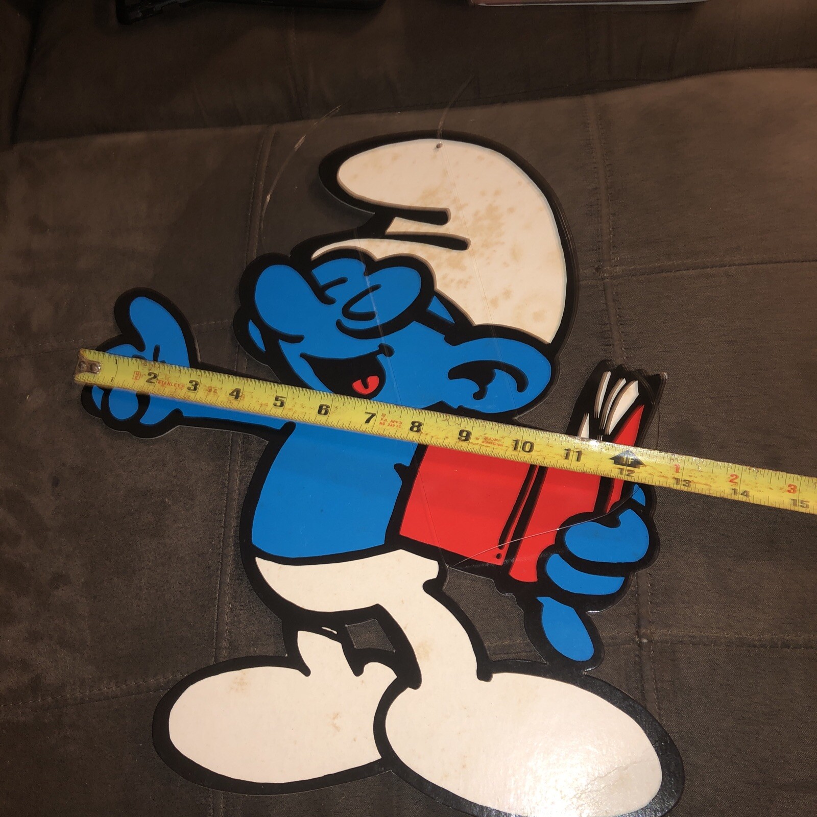 Vintage Double Sided Smurfs Store Retailers Sign Cardboard Rare Book Smurf