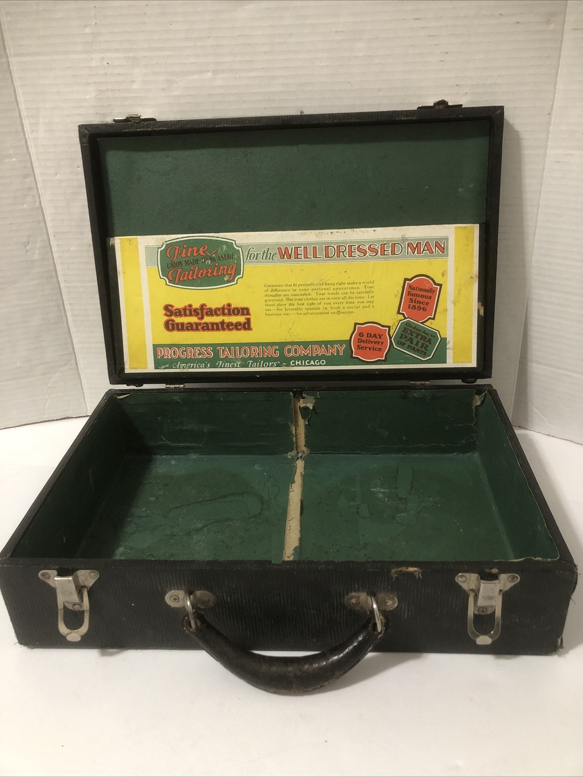 Antique Salesman Sample Case Progress Tailoring Co. Advertising Garments~Chicago