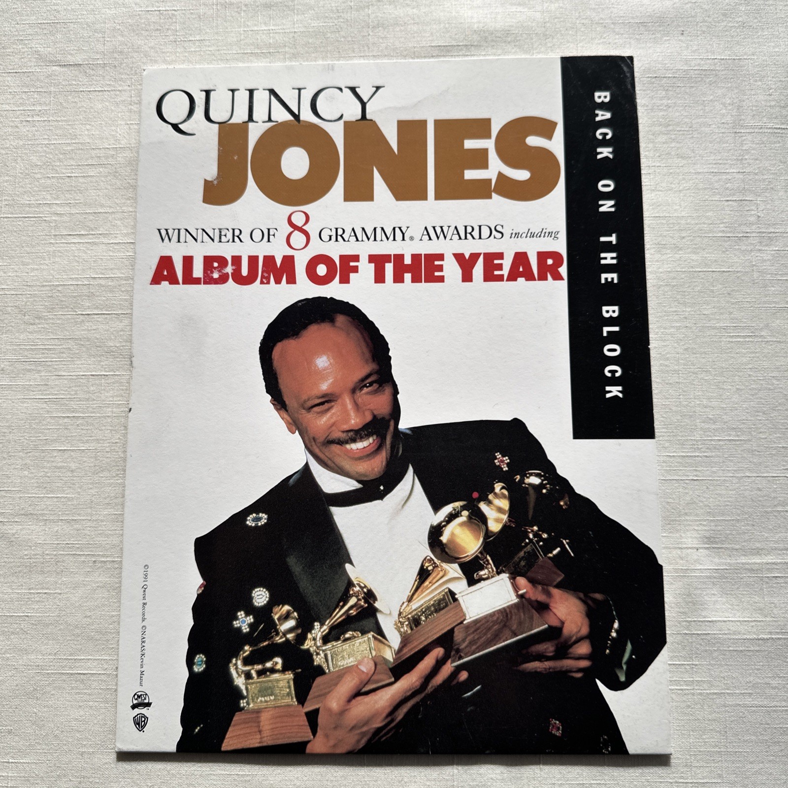 1991 Store Promo Counter Display Quincy Jones “Back On The Block” Unused