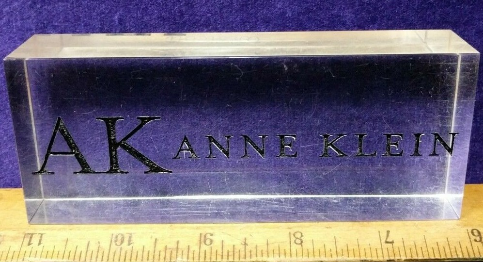 5″X2″X1″ Clear Acrylic/Plastic Branded Advertising Shelf Display: Anne Klein