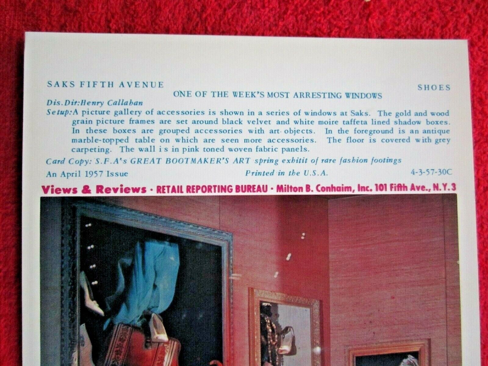 1957 SAK’S FIFTH AVE STORE WINDOW DISPLAY FASHION FOOTINGS PHOTOGRAPH PRINT 52
