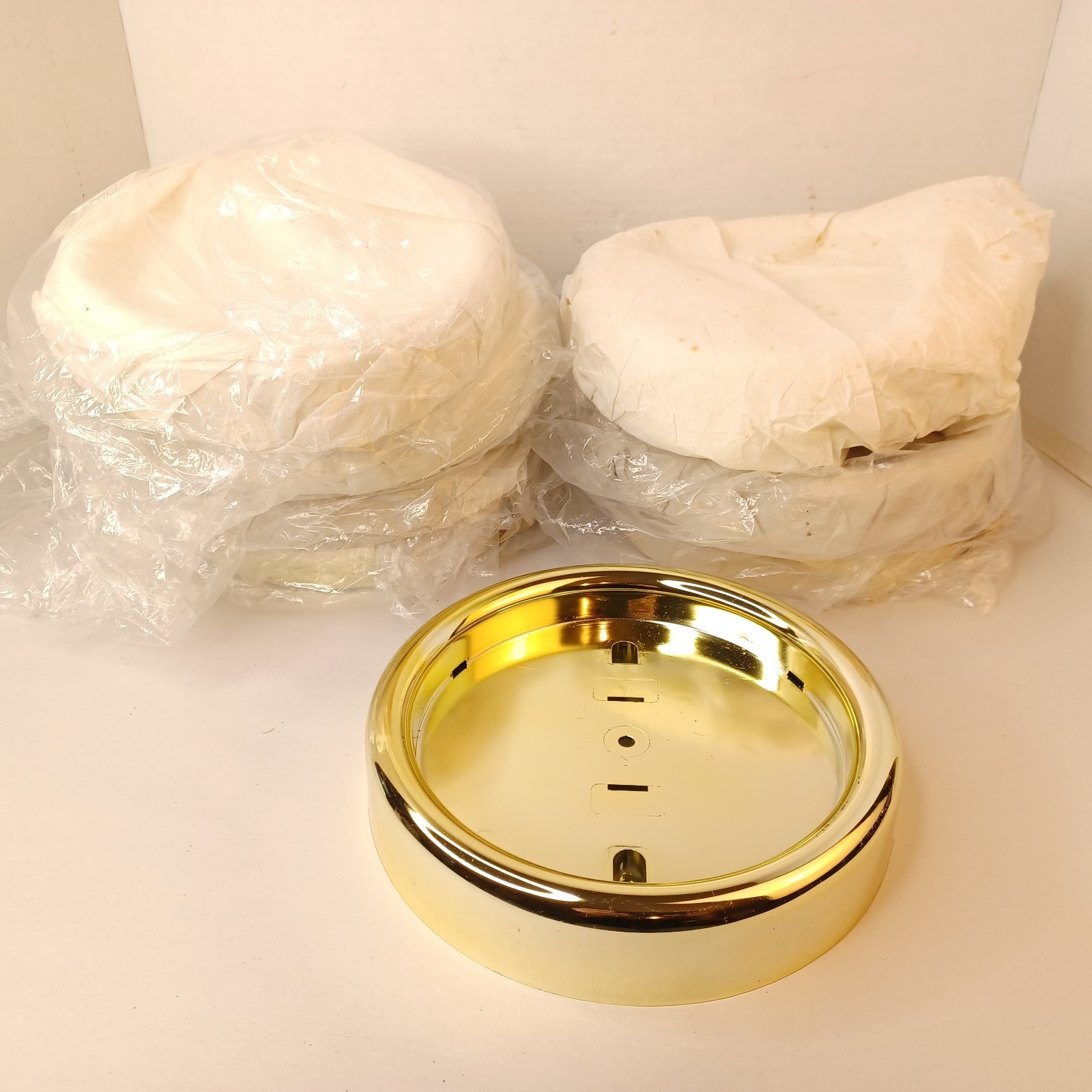 Chaney Instrument Company Wall Clock Part Plastic Base Gold Yellow Lot Of 8