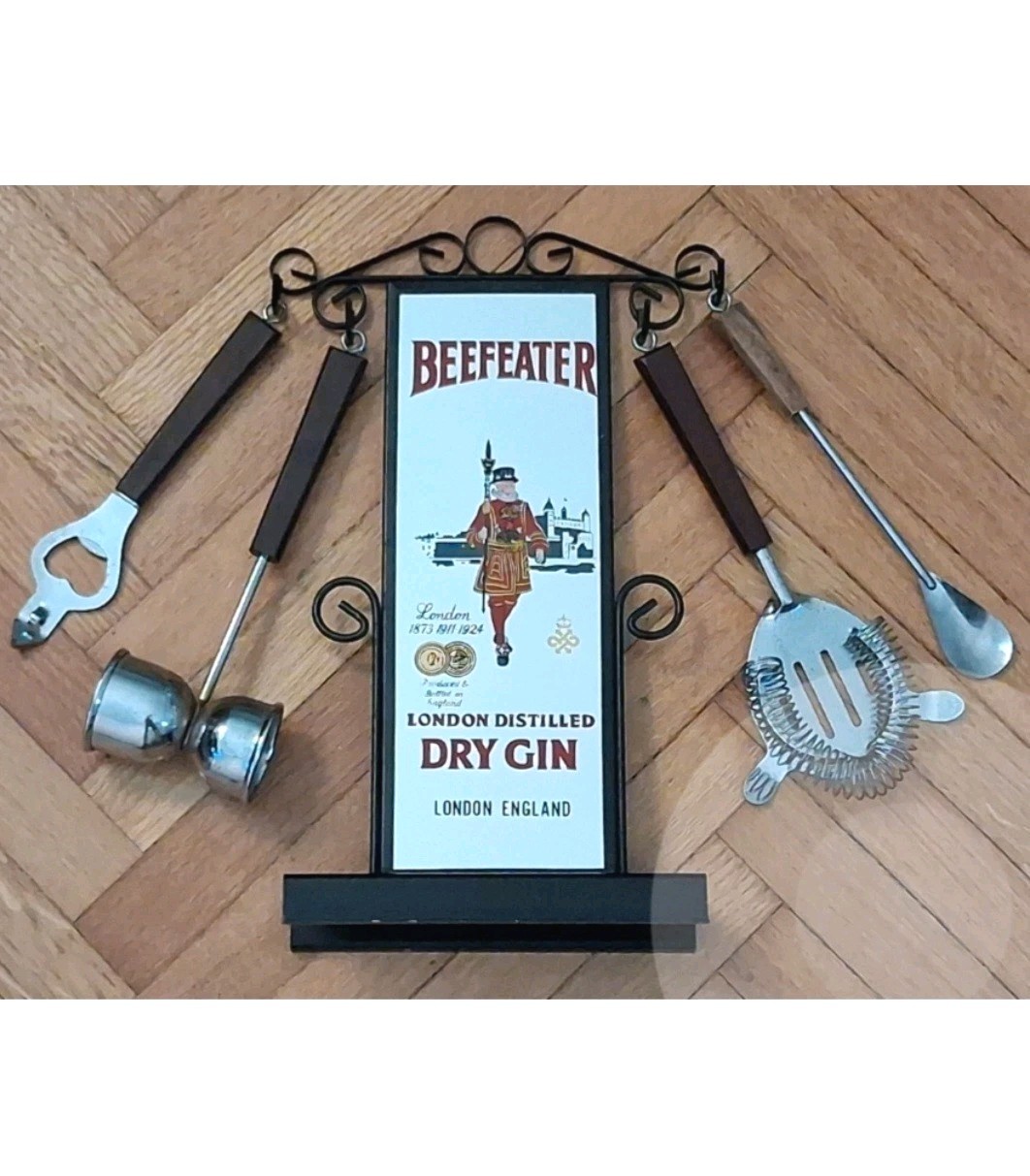 BEEFEATER GIN ADVERTISING MIRROR SIGN DISPLAY-BAR SET-70′-VINTAGE