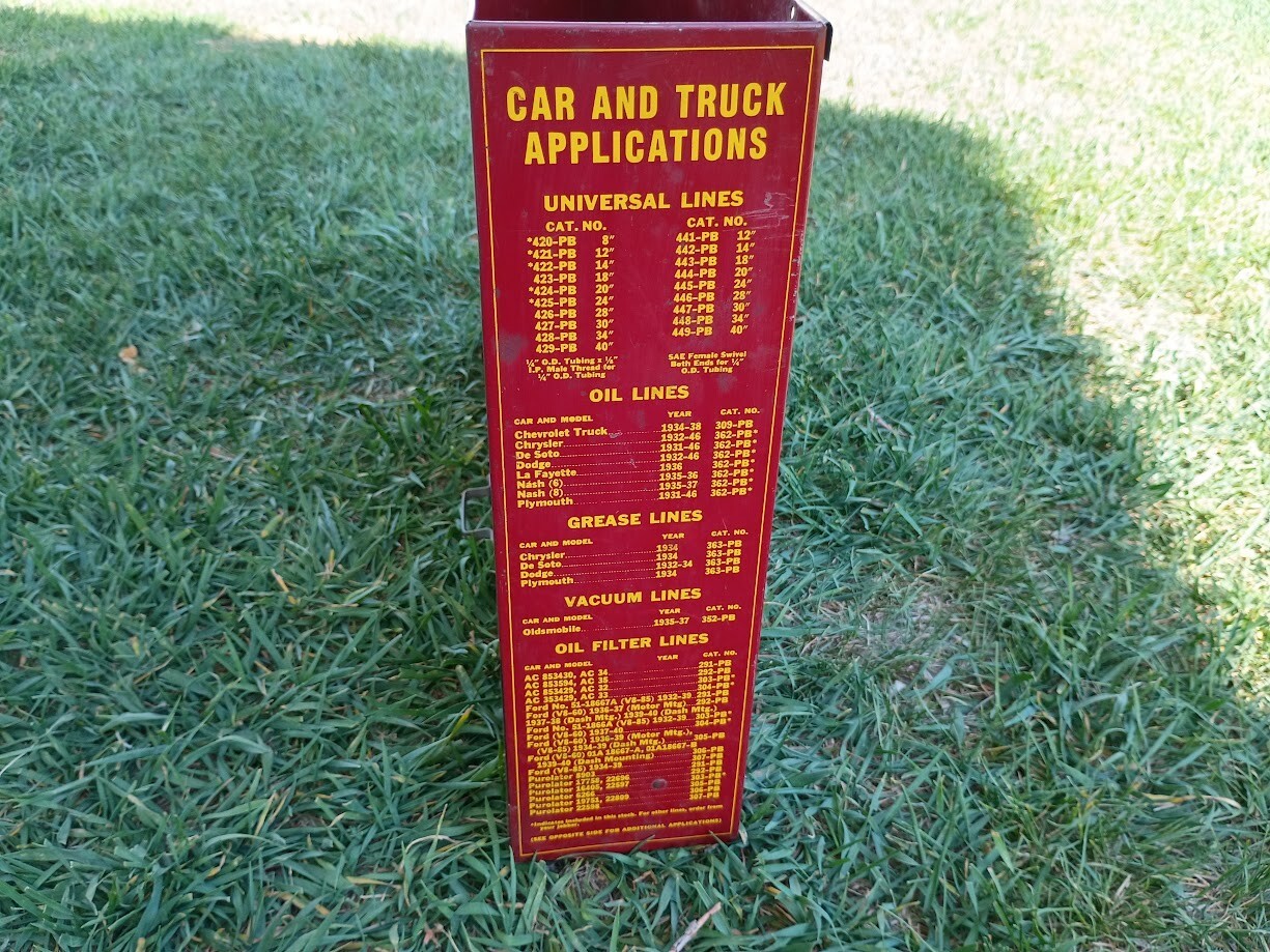 —Vtg metal 1940s E. Edelmann Chicago braided gas / oil lines shop display