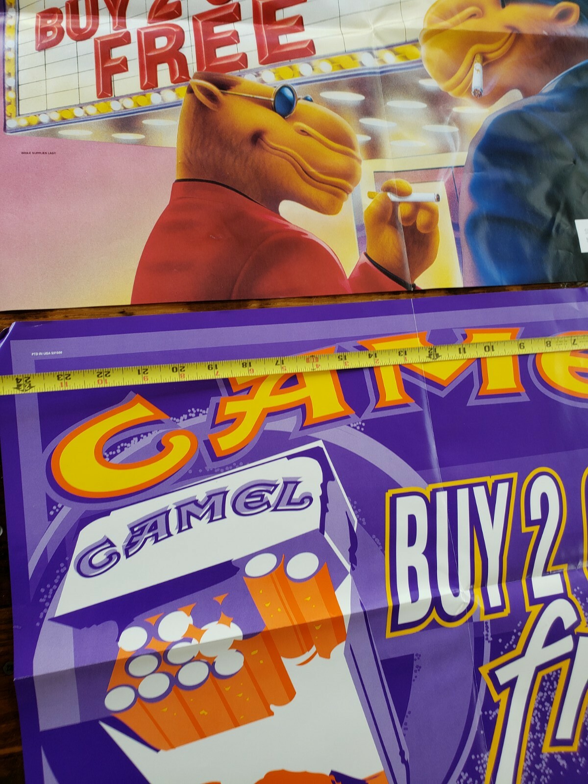 2 RARE Joe Camel Store Display Signs Posters Advertising Cigarette Tobacco 1996