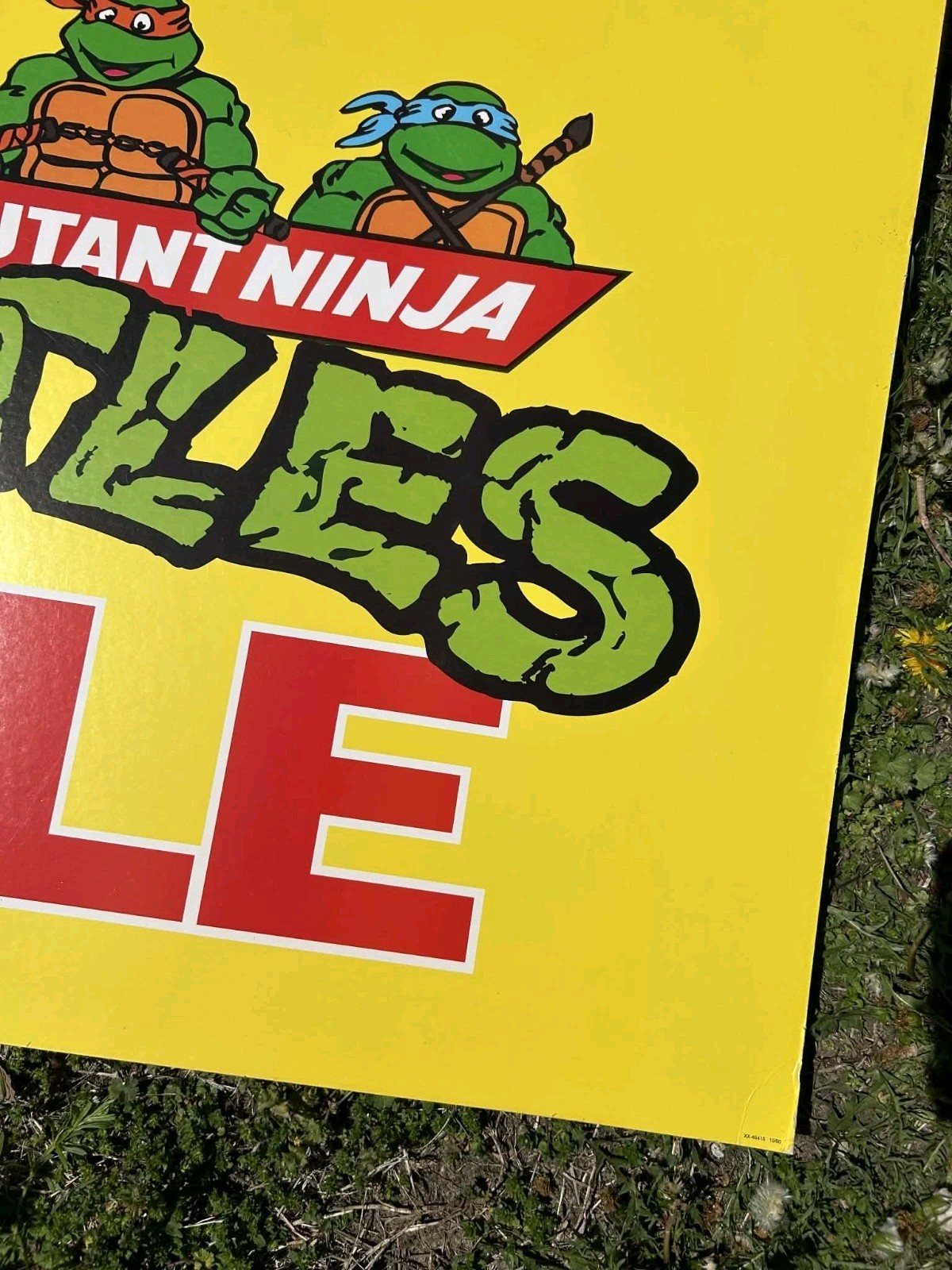 VINTAGE 80s TEENAGE MUTANT NINJA TURTLES TMNT TOY DOUBLE SIDED ADVERTISING SIGN