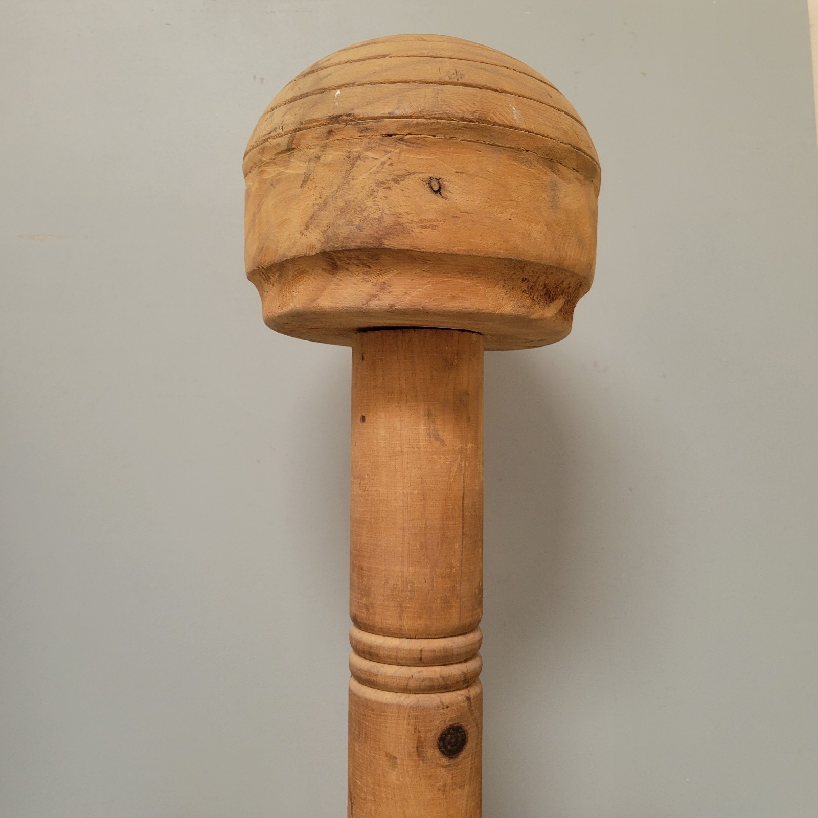 Vintage Solid Wood Fedora Bonnet Hat Wig Stand Store Counter Display 19.5 x 14″