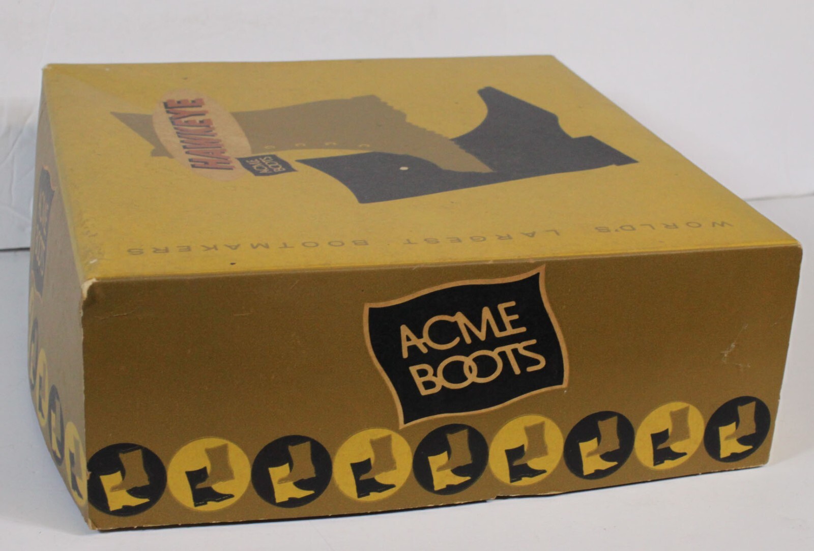 Vtg Acme Boots Hawkeye Box Graphics Advertising 11×11 Empty Prop Retro MCM
