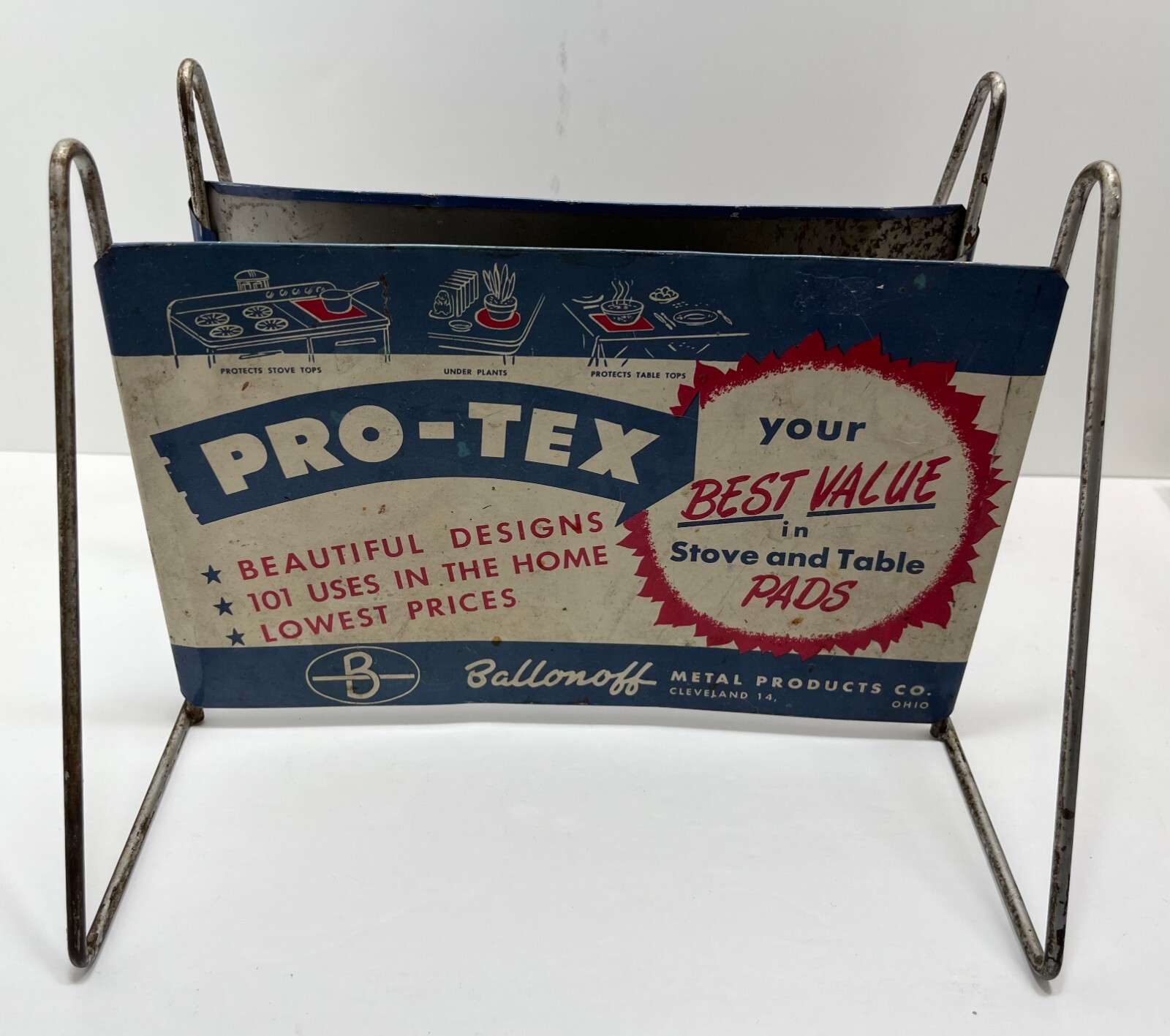 VTG Pro Tex Stove and Table Pads Store Display Rack RARE
